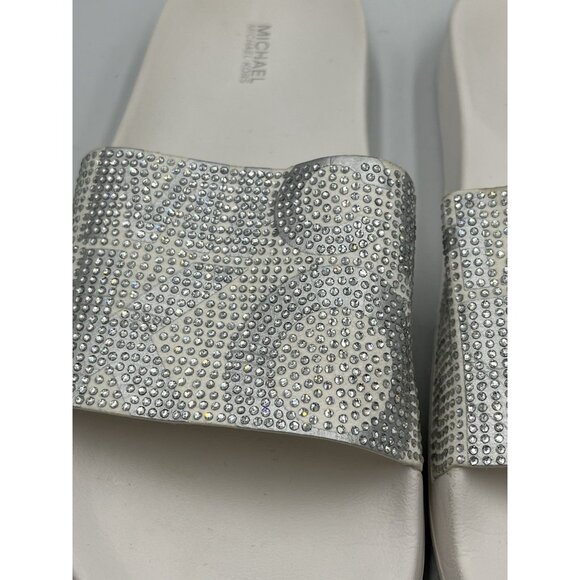 michael kors white crystal logo slide sandals,  no box , 9m WHITE&SILVER  SEE AL - Picture 9 of 16